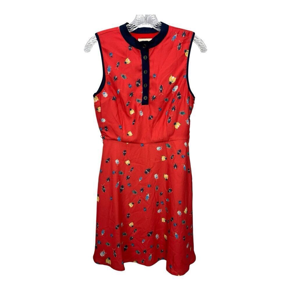 ModCloth Ladybug Bug Print Sleeveless Shirt Dress Size Small Fit & Flare